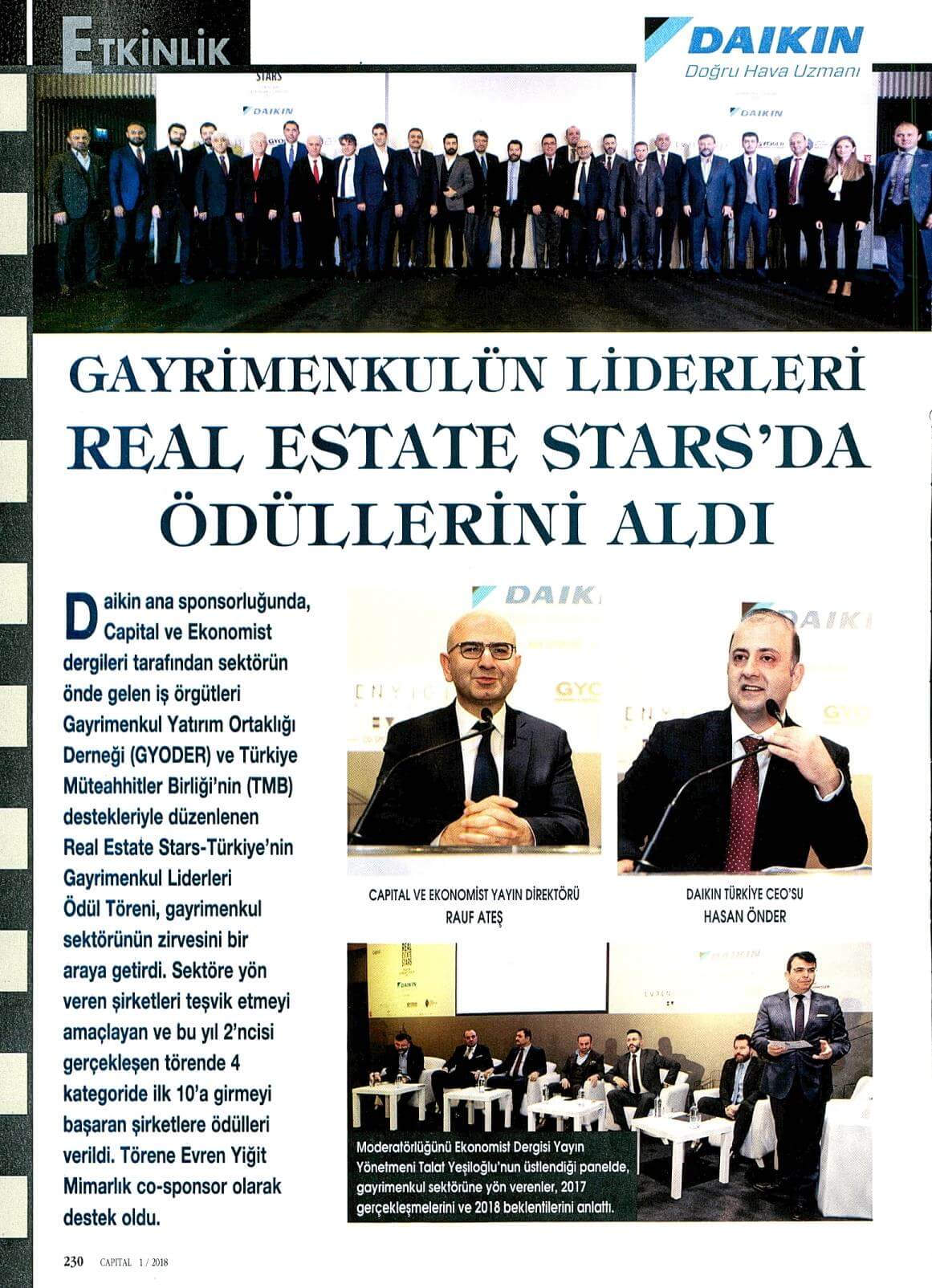 Gayrimenkulün Liderleri Real Estate Stars'da Ödüllerini Aldı.