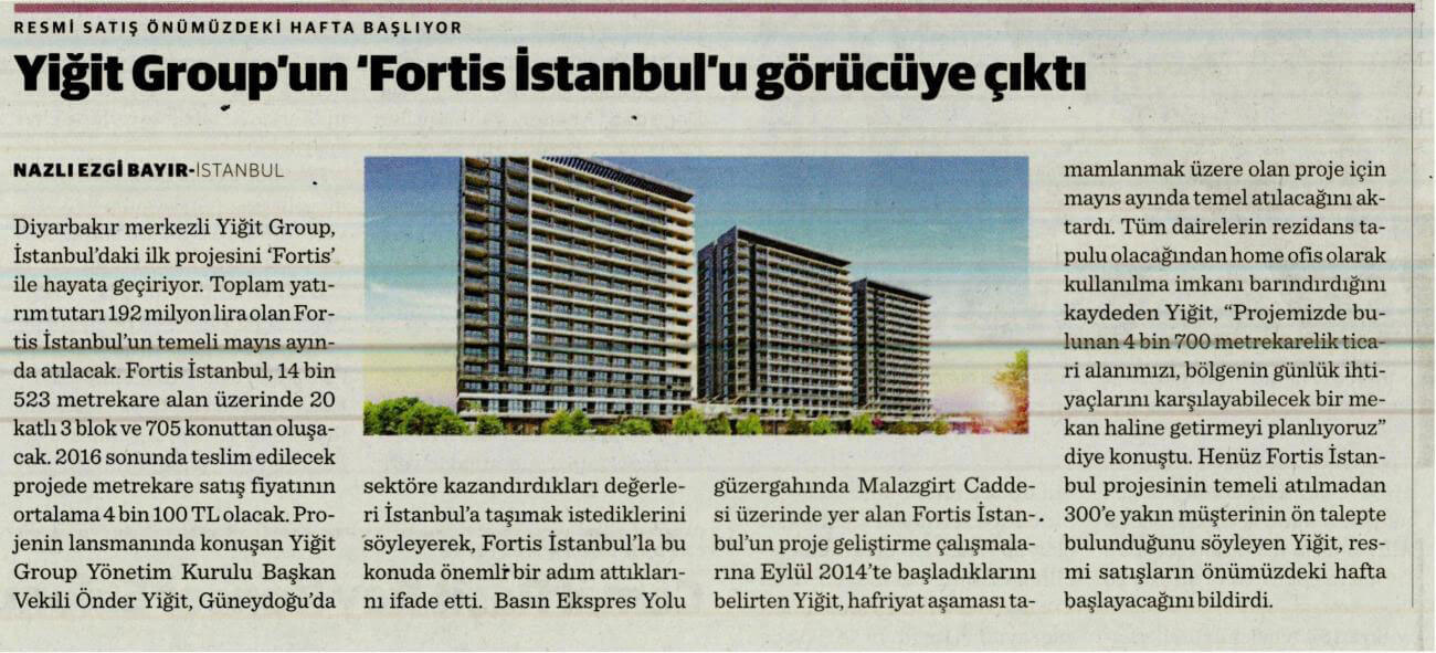 Yiğit Group'un Fortis İstanbul'u görücüye çıktı.