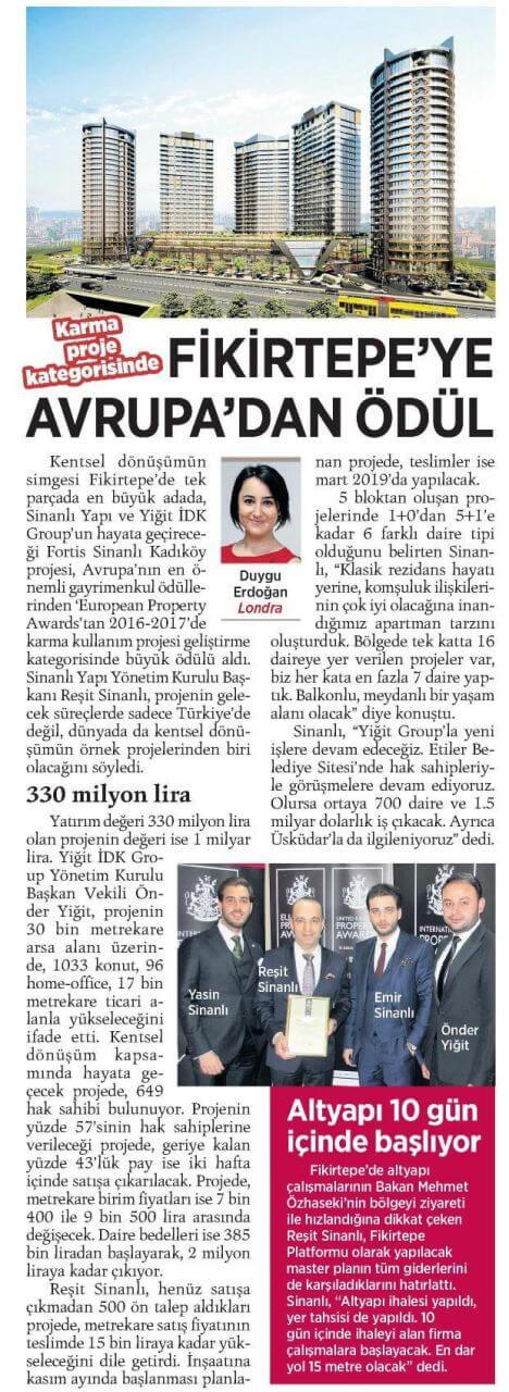 Fikirtepe'ye Avrupa'dan Ödül