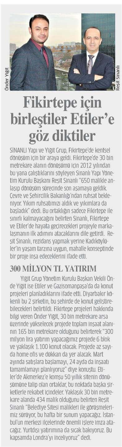 Fikirtepe için birleştiler Etiler'e göz diktiler.